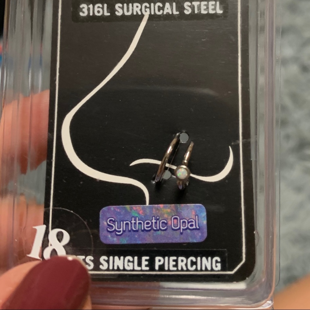 Nose Ring Double Hoop 18g Opal
